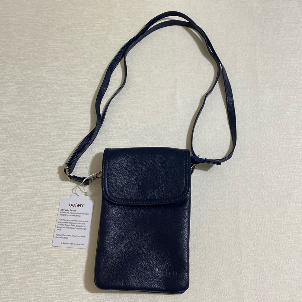 BEFEN Women's Mini Crossbody Handbags w Rectangular Navy Leather